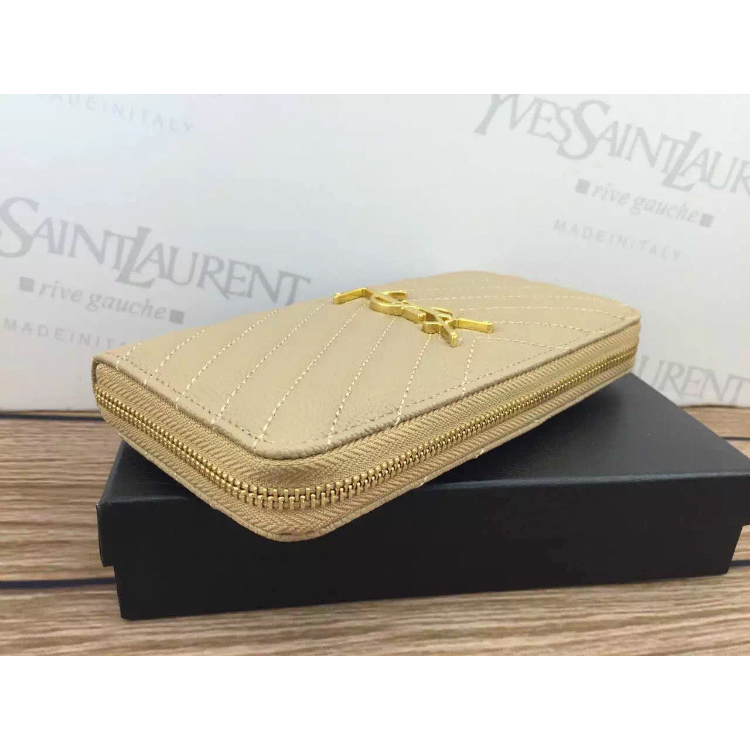 2016 YSL Zippy Wallet Original Caviar leather 241150 Apricot