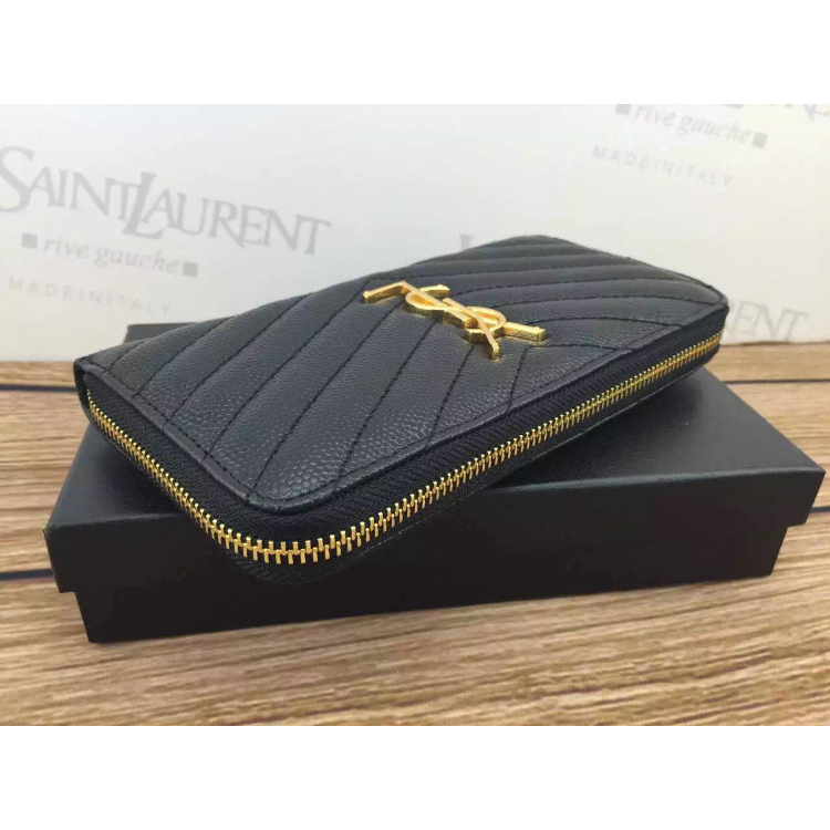 2016 YSL Zippy Wallet Original Caviar leather 241150 Black