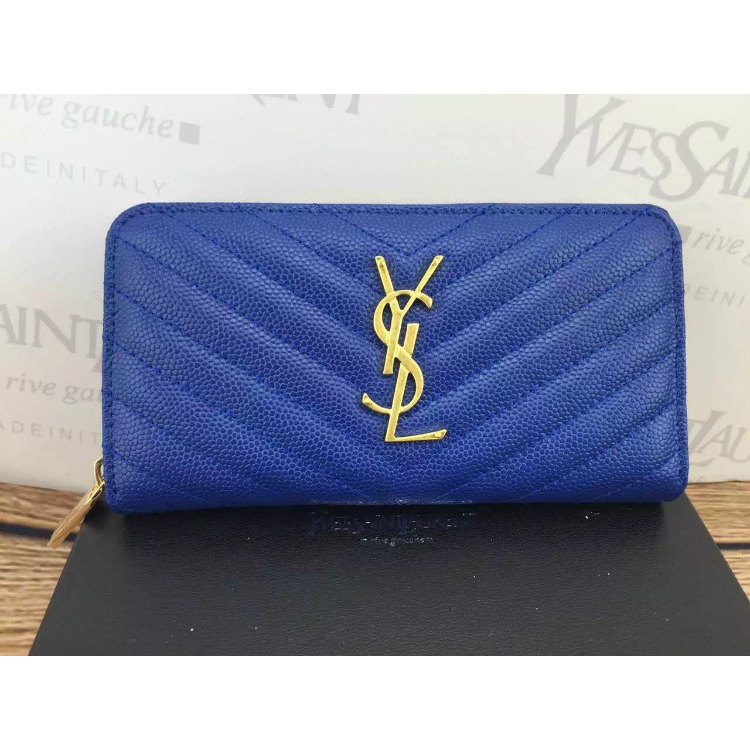 2016 YSL Zippy Wallet Original Caviar leather 241150 Blue