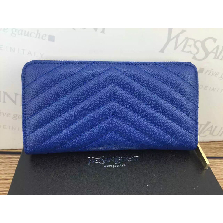 2016 YSL Zippy Wallet Original Caviar leather 241150 Blue