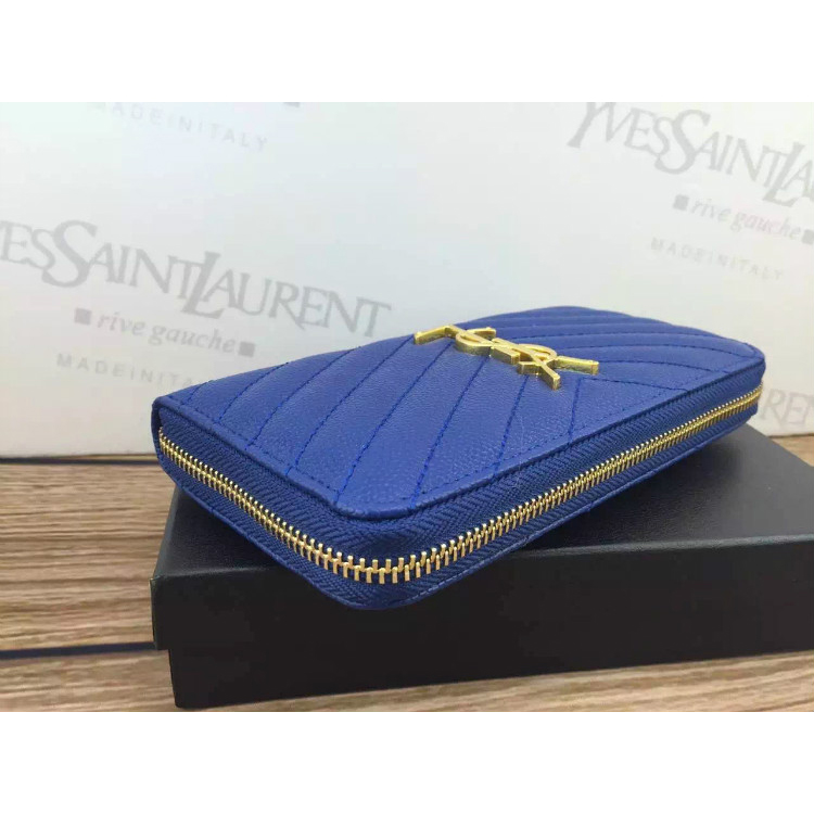 2016 YSL Zippy Wallet Original Caviar leather 241150 Blue