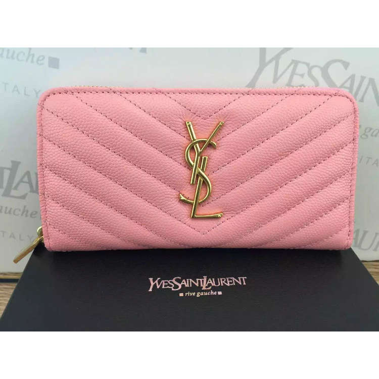 2016 YSL Zippy Wallet Original Caviar leather 241150 Pink