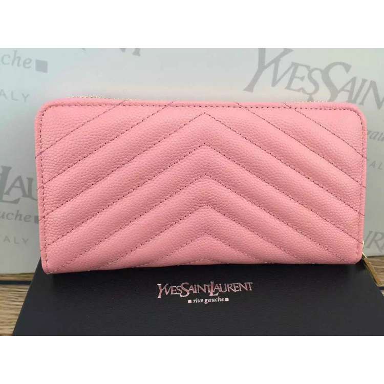 2016 YSL Zippy Wallet Original Caviar leather 241150 Pink