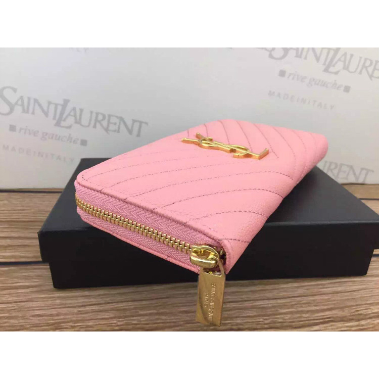 2016 YSL Zippy Wallet Original Caviar leather 241150 Pink