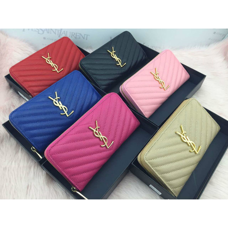 2016 YSL Zippy Wallet Original Caviar leather 241150 Pink