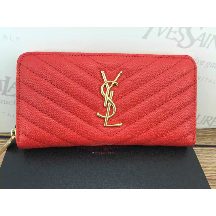 2016 YSL Zippy Wallet Original Caviar leather 241150 Red