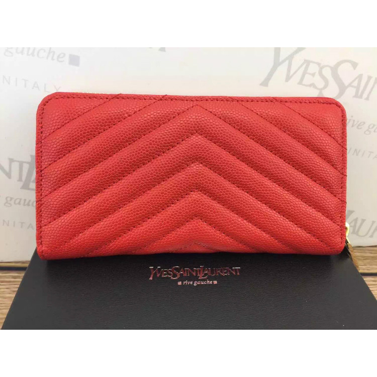 2016 YSL Zippy Wallet Original Caviar leather 241150 Red