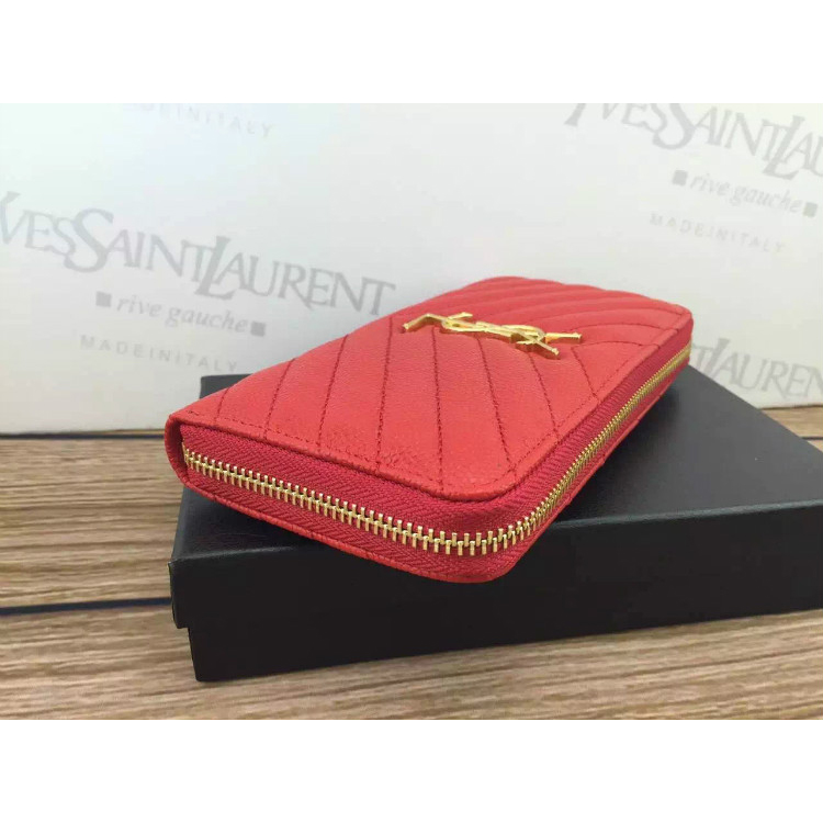 2016 YSL Zippy Wallet Original Caviar leather 241150 Red