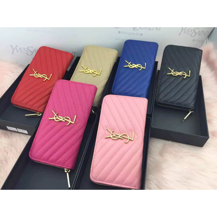 2016 YSL Zippy Wallet Original Caviar leather 241150 Rose