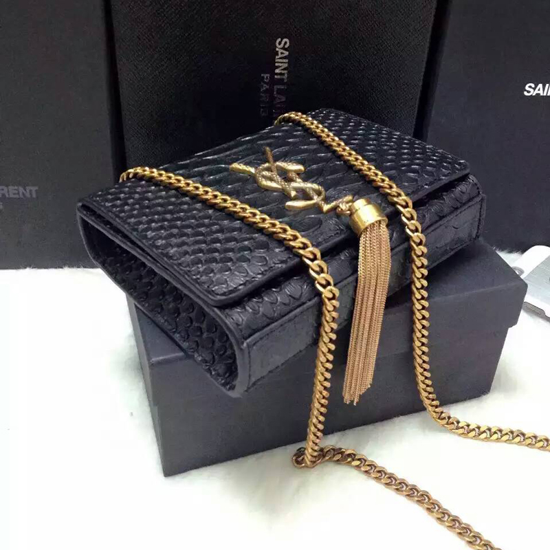 2016 YSL shoulder bag 311178 Black with Bronze