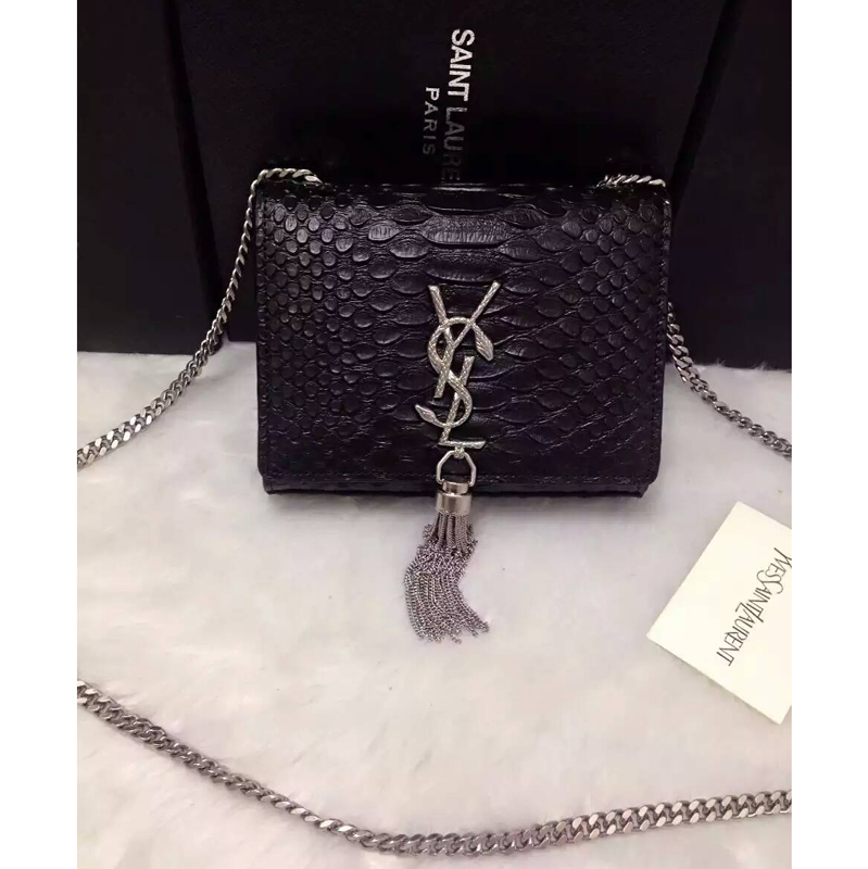 2016 YSL shoulder bag 311178 Black with Silver