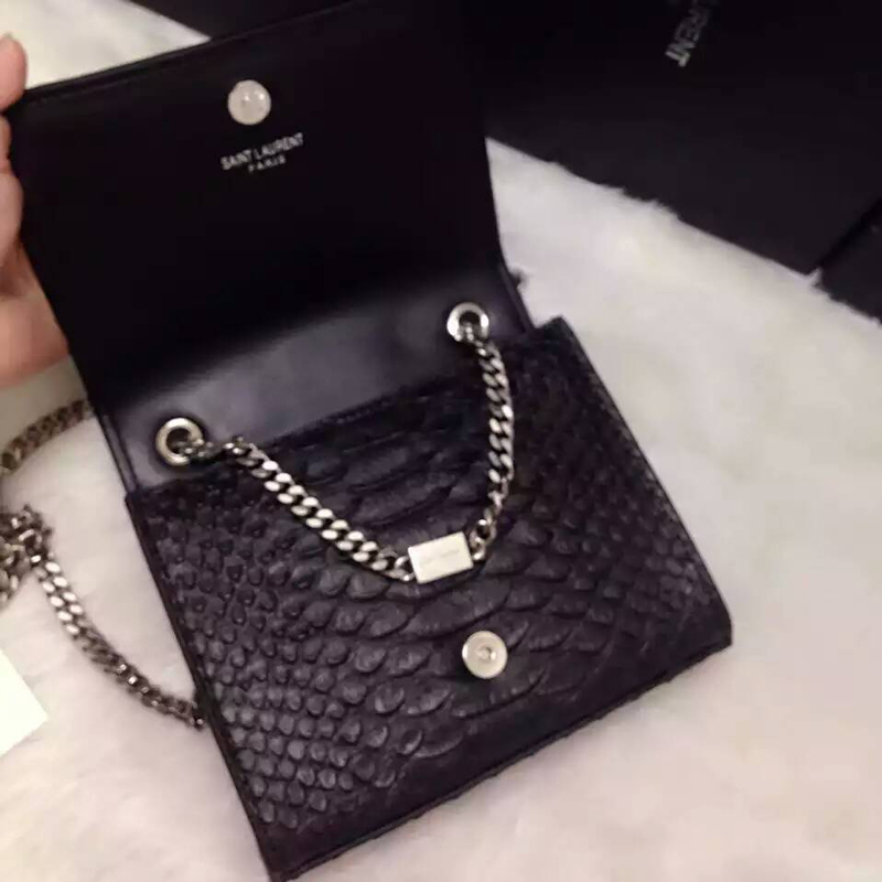 2016 YSL shoulder bag 311178 Black with Silver