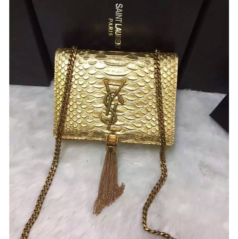 2016 YSL shoulder bag 311178 Gold with Bronze