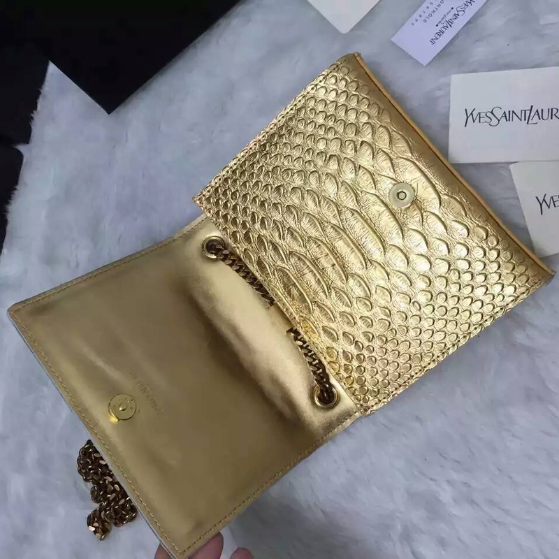 2016 YSL shoulder bag 311178 Gold with Bronze