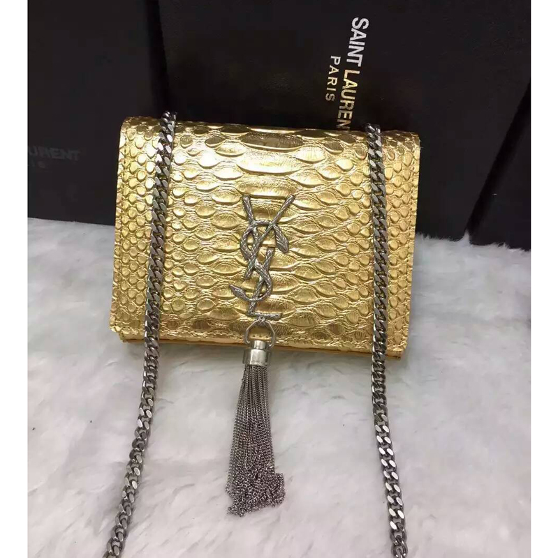 2016 YSL shoulder bag 311178 Gold with Silver