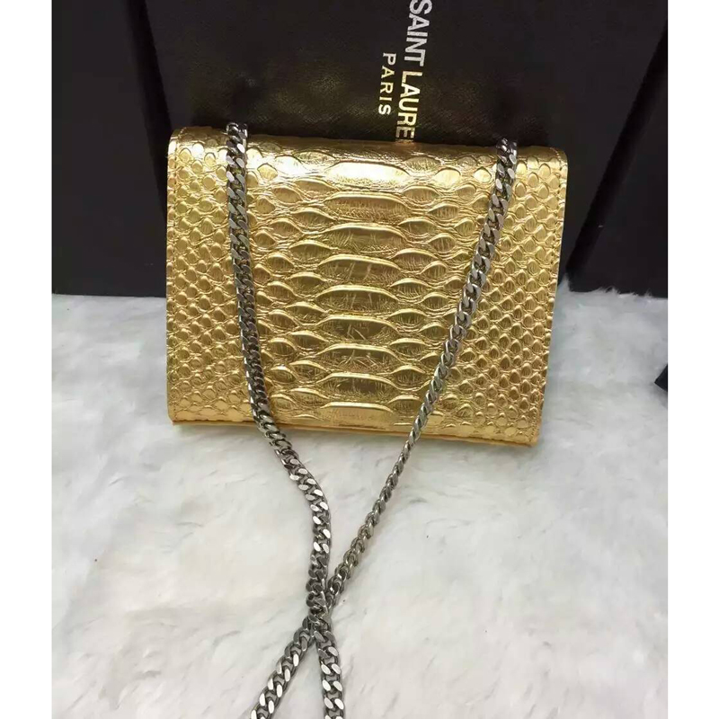 2016 YSL shoulder bag 311178 Gold with Silver