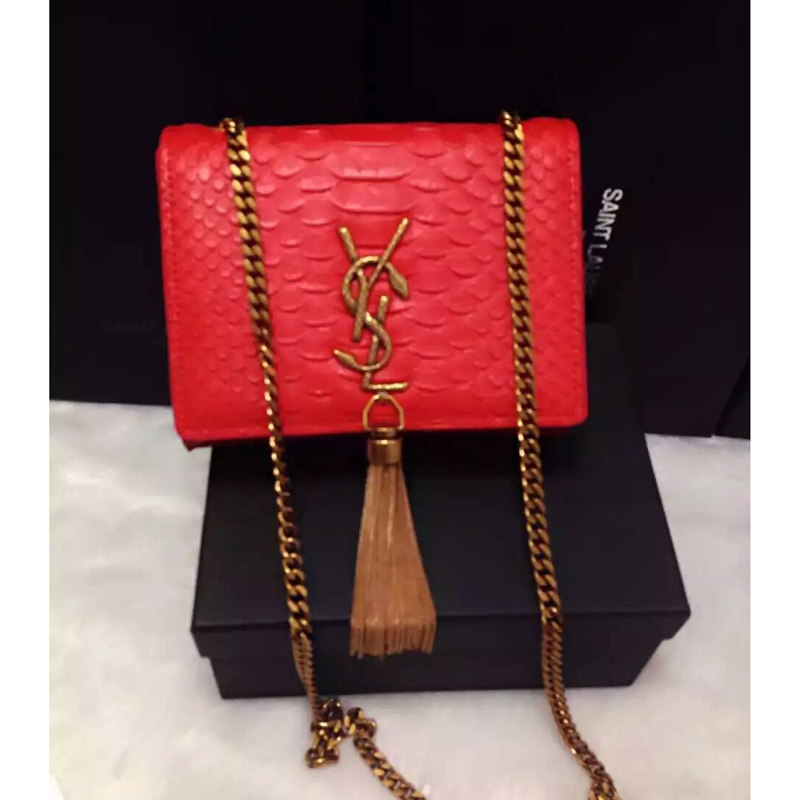 2016 YSL shoulder bag 311178 Red with Bronze