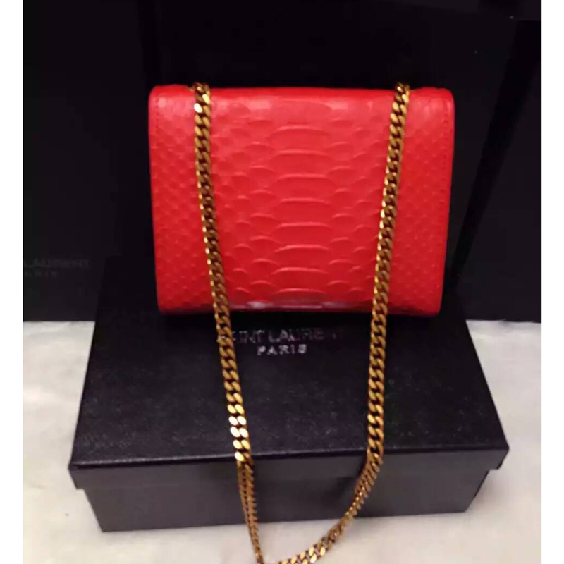 2016 YSL shoulder bag 311178 Red with Bronze