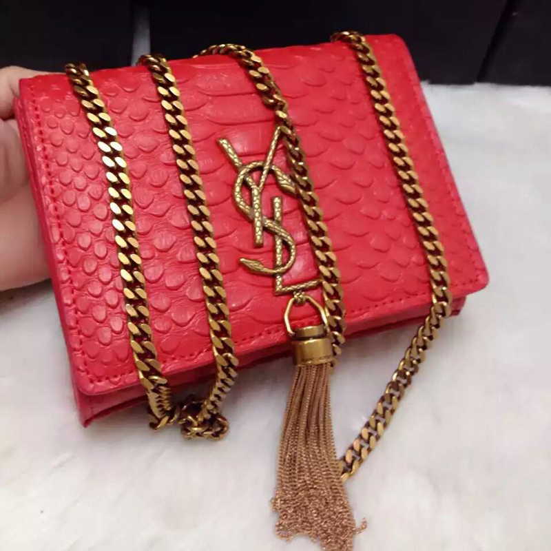 2016 YSL shoulder bag 311178 Red with Bronze