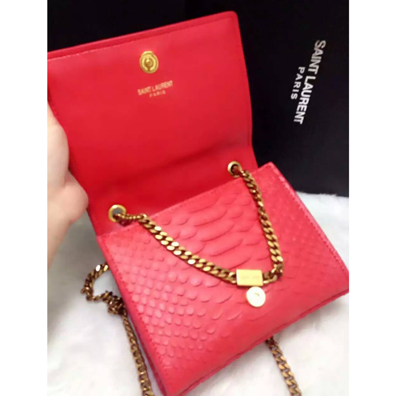 2016 YSL shoulder bag 311178 Red with Bronze