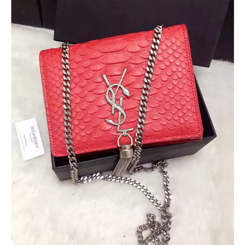 2016 YSL shoulder bag 311178 Red with Silver