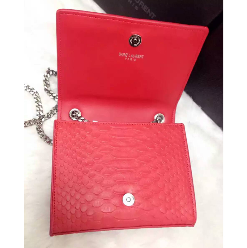 2016 YSL shoulder bag 311178 Red with Silver