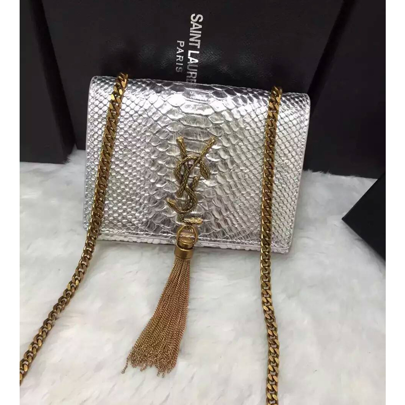 2016 YSL shoulder bag 311178 Silver with Bronze