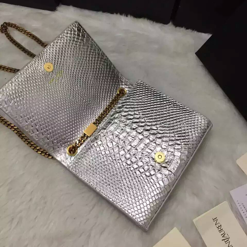 2016 YSL shoulder bag 311178 Silver with Bronze