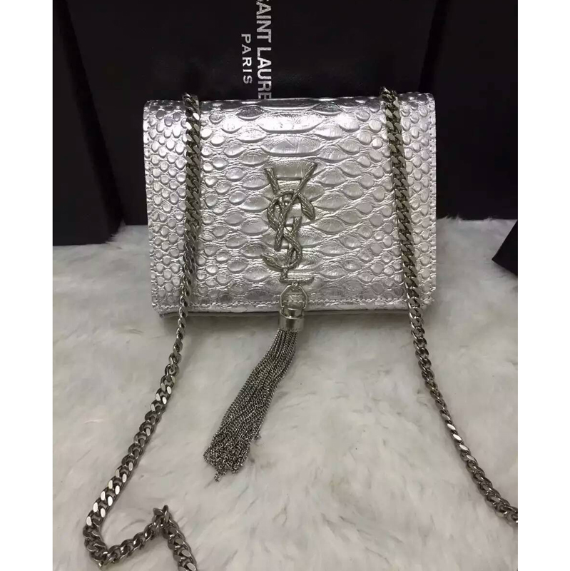 2016 YSL shoulder bag 311178 Silver with Silver