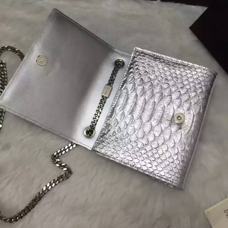 2016 YSL shoulder bag 311178 Silver with Silver