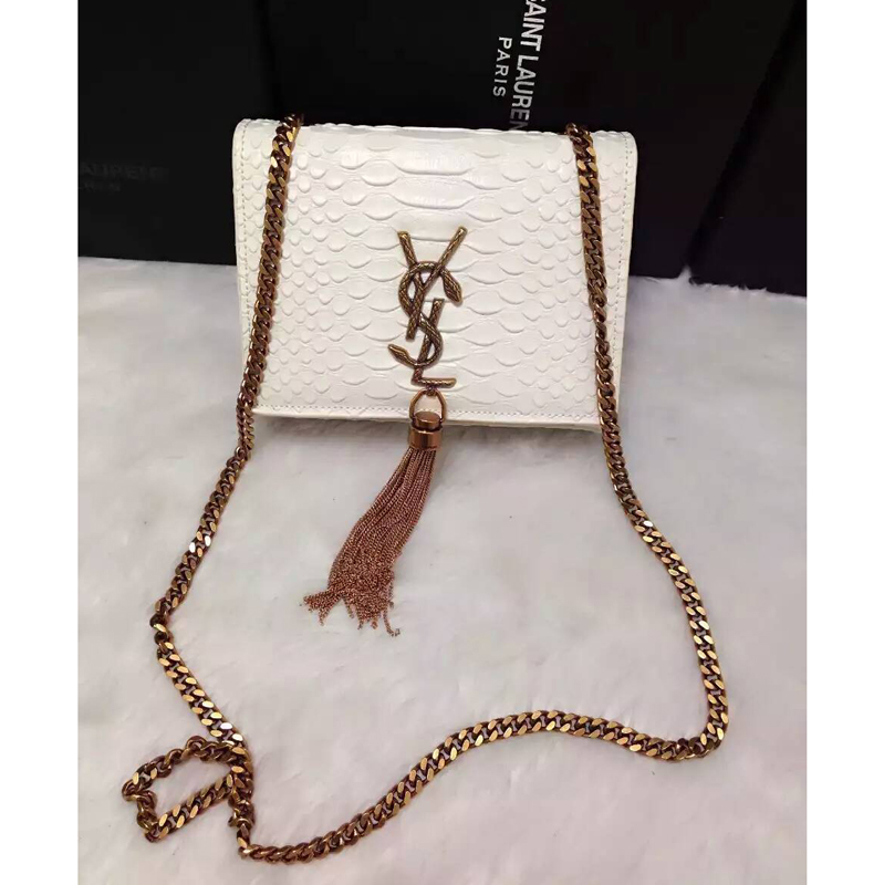 2016 YSL shoulder bag 311178 White with Bronze