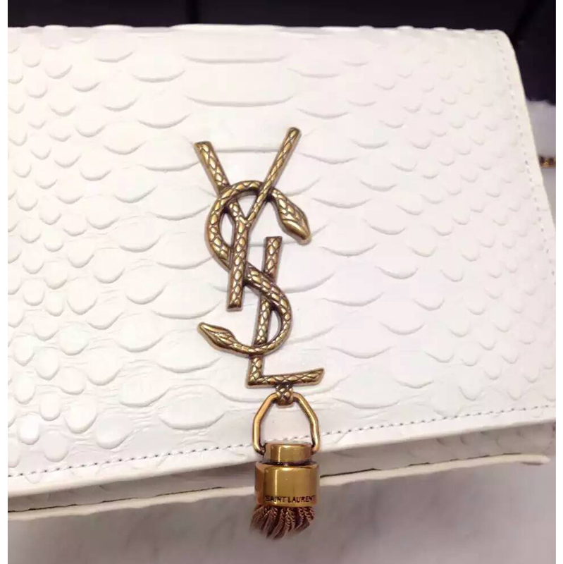 2016 YSL shoulder bag 311178 White with Bronze