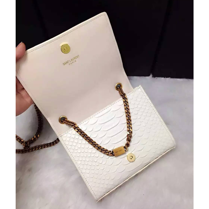 2016 YSL shoulder bag 311178 White with Bronze