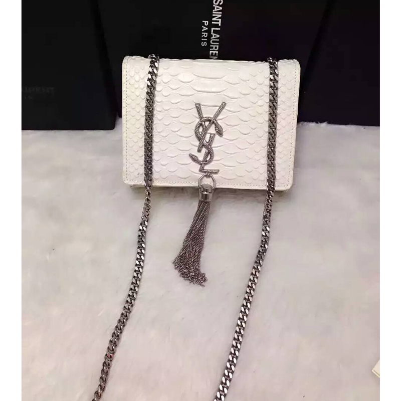 2016 YSL shoulder bag 311178 White with Silver