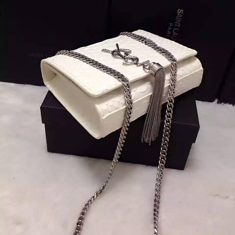 2016 YSL shoulder bag 311178 White with Silver