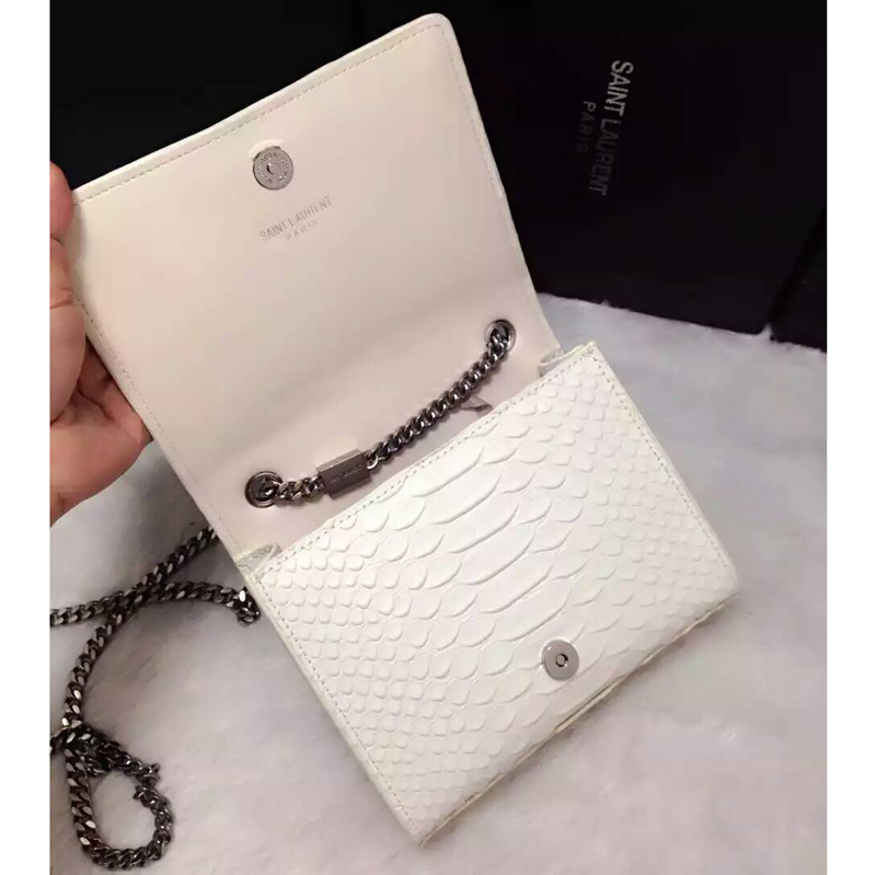 2016 YSL shoulder bag 311178 White with Silver