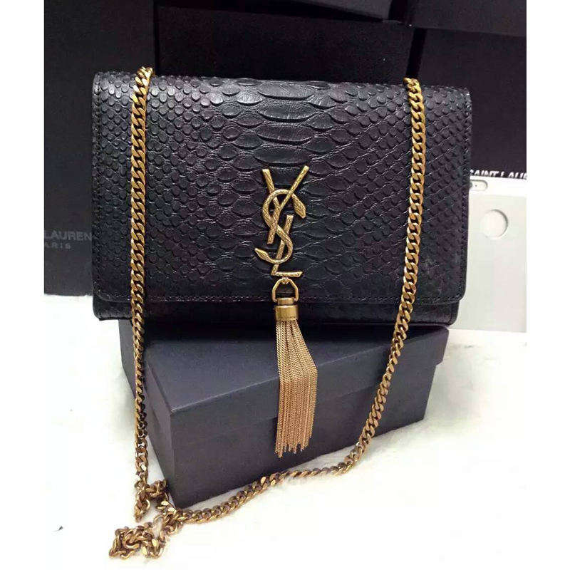 2016 YSL shoulder bag 311248 Black with Bronze