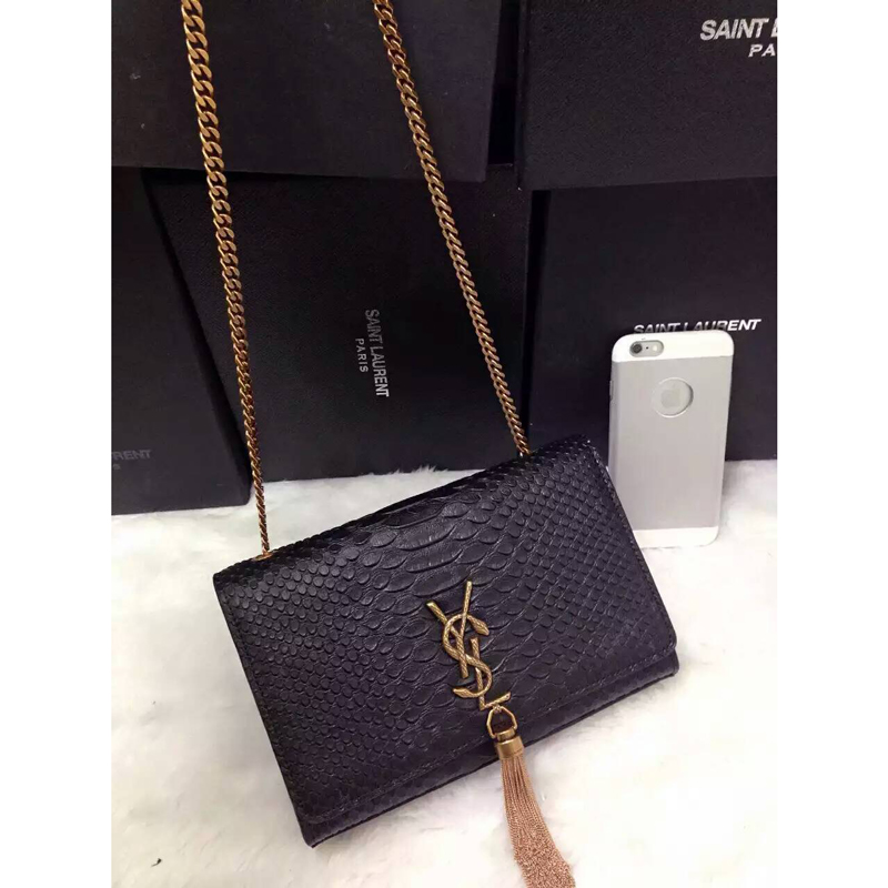 2016 YSL shoulder bag 311248 Black with Bronze