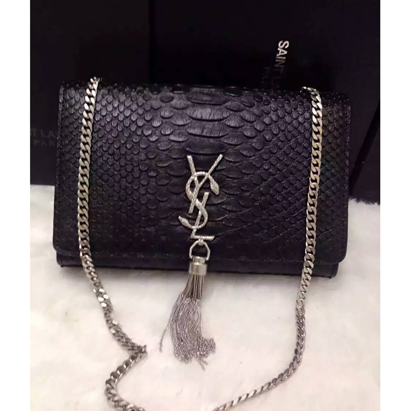 2016 YSL shoulder bag 311248 Black with Silver