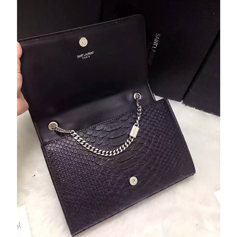 2016 YSL shoulder bag 311248 Black with Silver