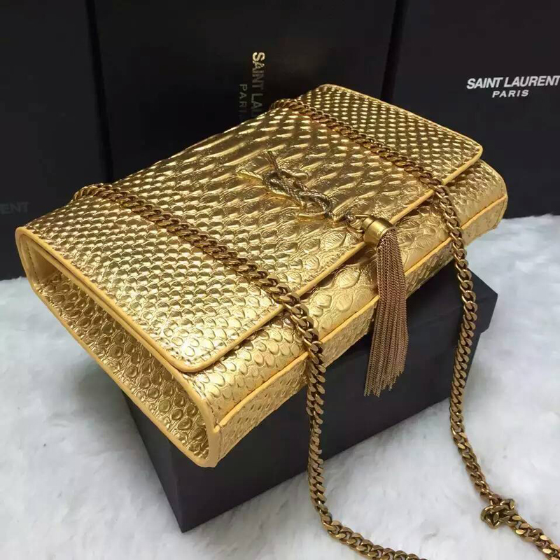 2016 YSL shoulder bag 311248 Gold with Bronze