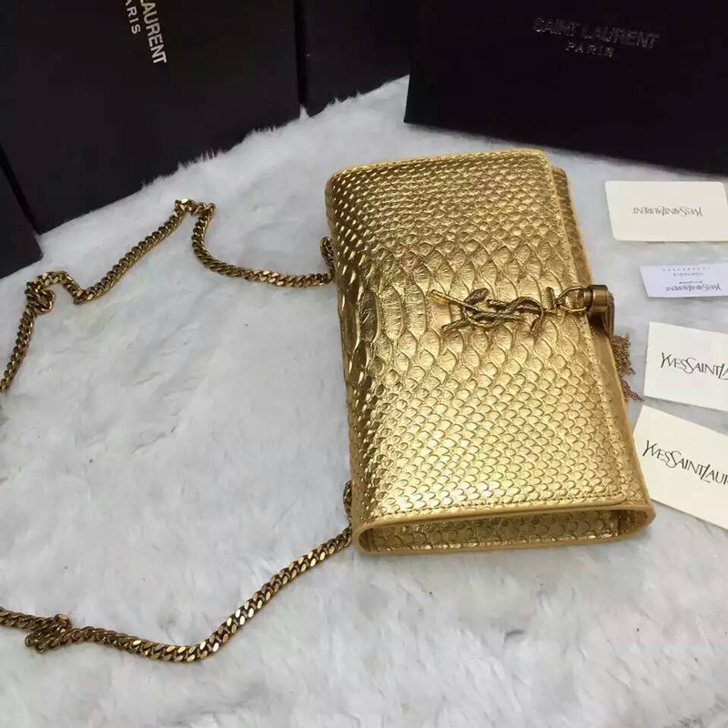 2016 YSL shoulder bag 311248 Gold with Bronze