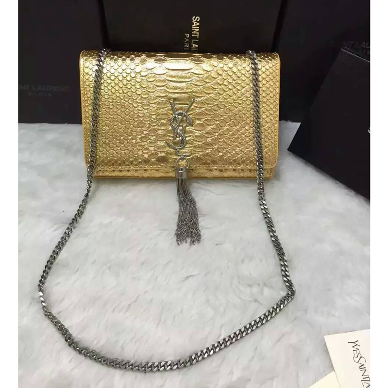 2016 YSL shoulder bag 311248 Gold with Silver