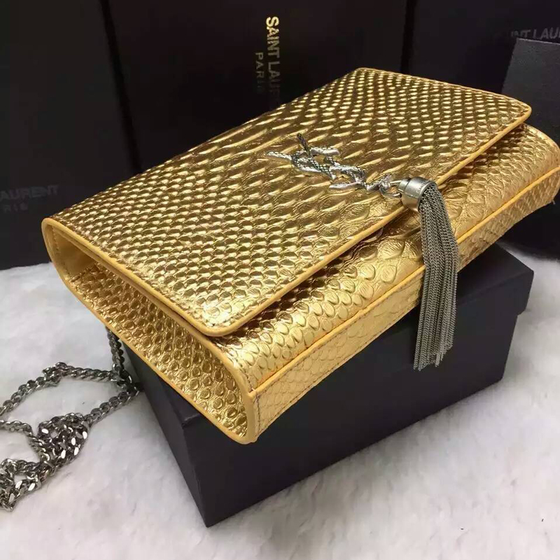 2016 YSL shoulder bag 311248 Gold with Silver