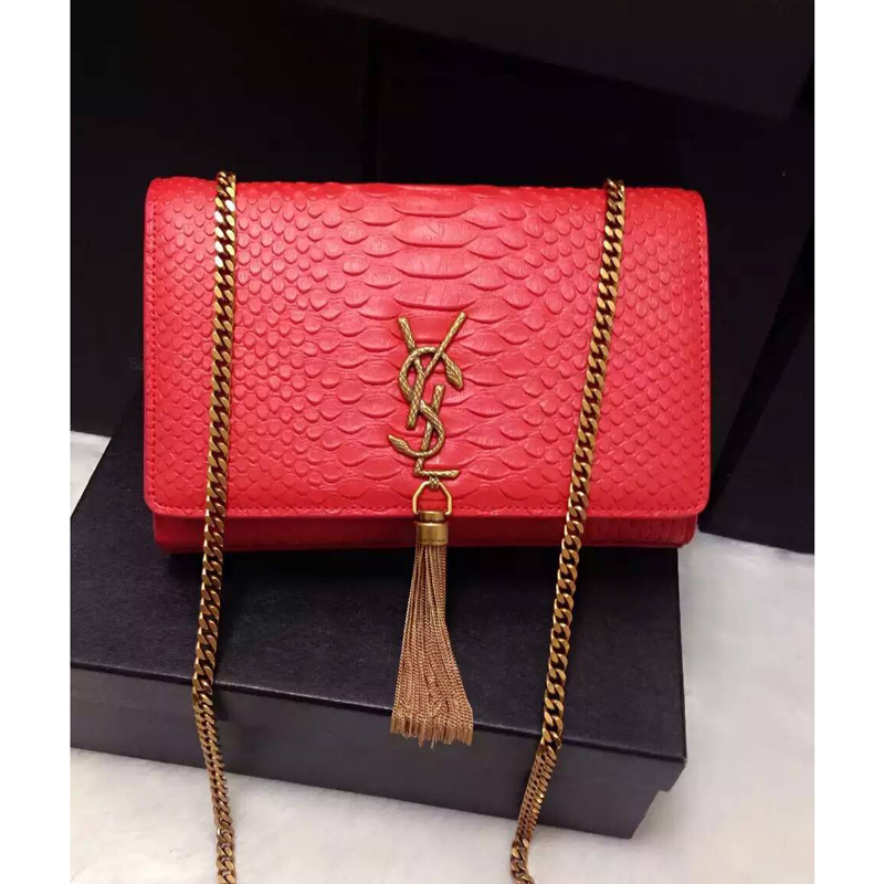 2016 YSL shoulder bag 311248 Red with Bronze