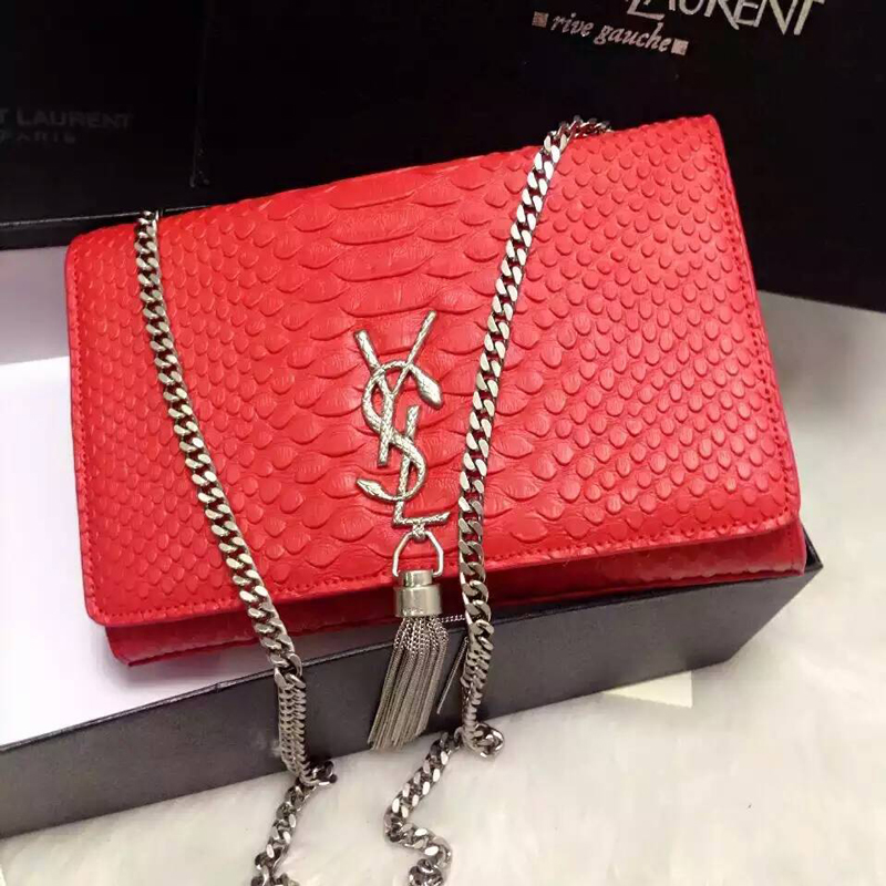 2016 YSL shoulder bag 311248 Red with Silver