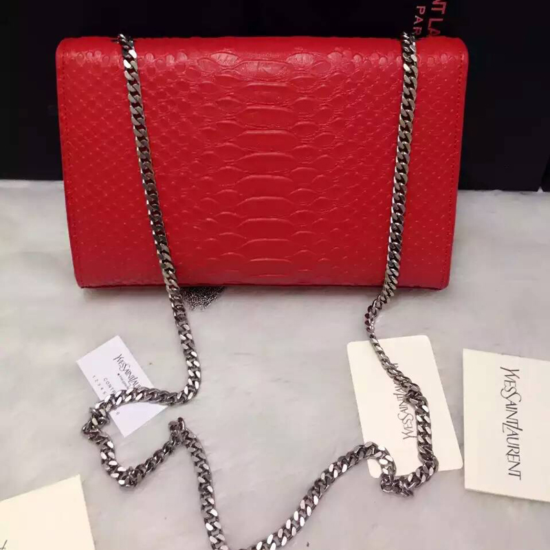 2016 YSL shoulder bag 311248 Red with Silver