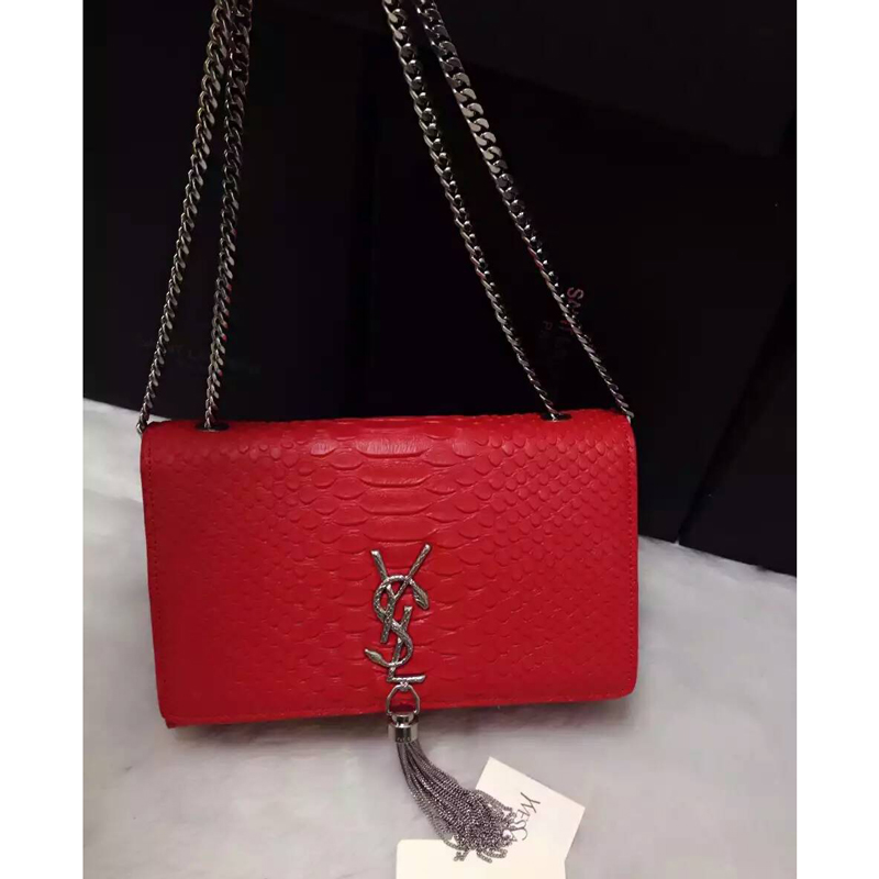 2016 YSL shoulder bag 311248 Red with Silver