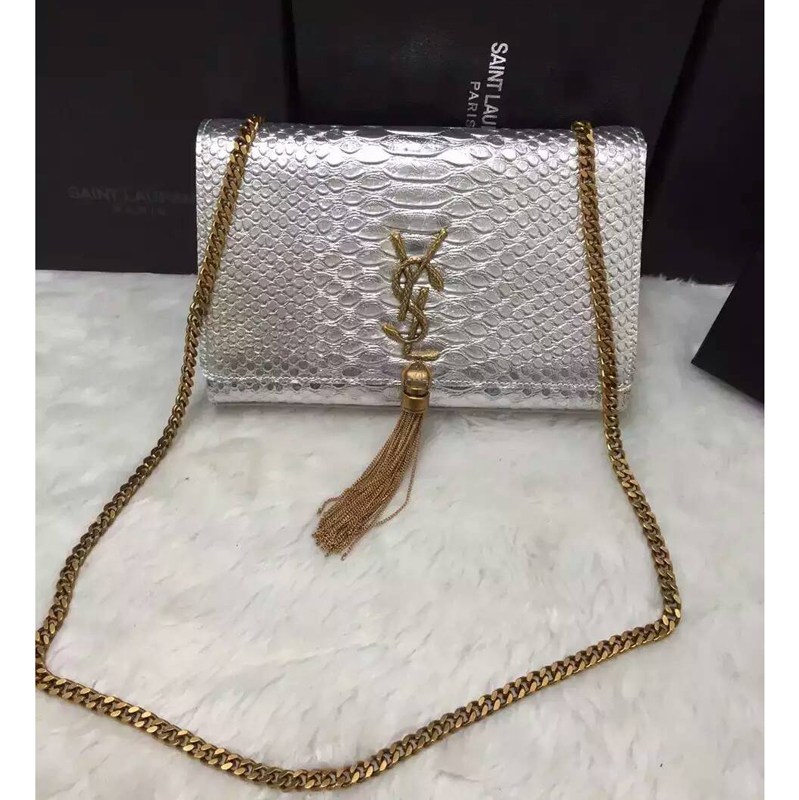 2016 YSL shoulder bag 311248 Silver with Bronze