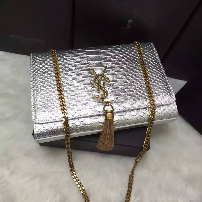 2016 YSL shoulder bag 311248 Silver with Bronze